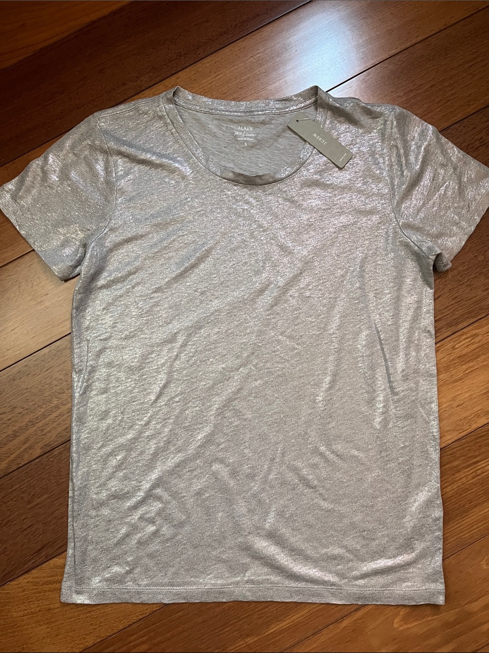 NWT J. Crew Metallic Linen Tee